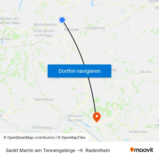 Sankt Martin am Tennengebirge to Radenthein map