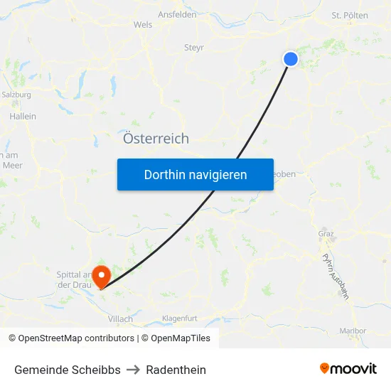 Gemeinde Scheibbs to Radenthein map