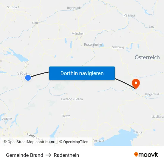 Gemeinde Brand to Radenthein map