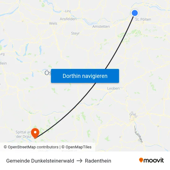 Gemeinde Dunkelsteinerwald to Radenthein map