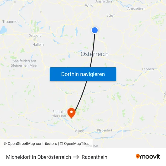 Micheldorf In Oberösterreich to Radenthein map
