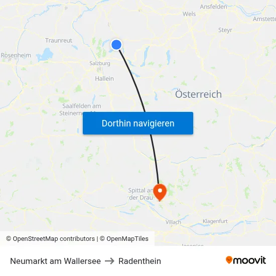 Neumarkt am Wallersee to Radenthein map