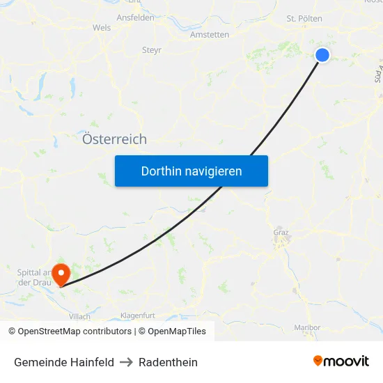 Gemeinde Hainfeld to Radenthein map