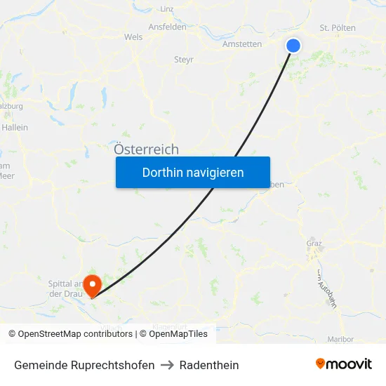 Gemeinde Ruprechtshofen to Radenthein map