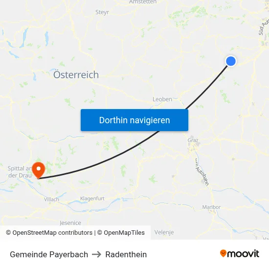 Gemeinde Payerbach to Radenthein map