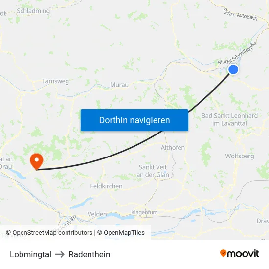 Lobmingtal to Radenthein map