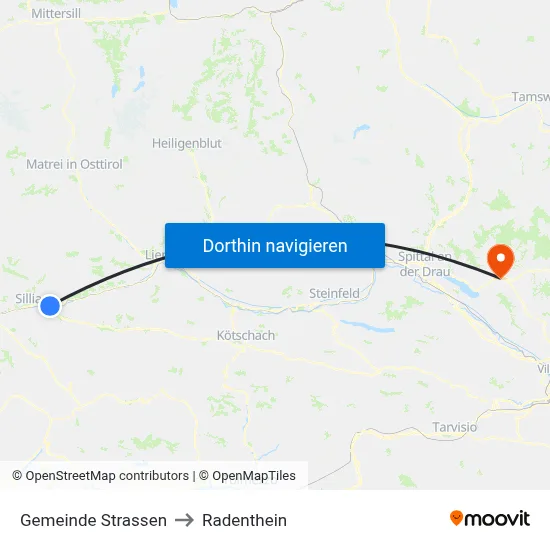 Gemeinde Strassen to Radenthein map