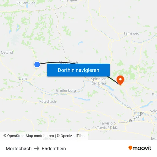 Mörtschach to Radenthein map