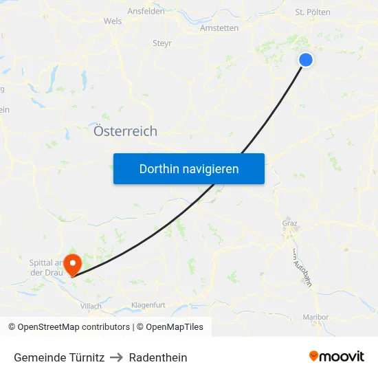 Gemeinde Türnitz to Radenthein map