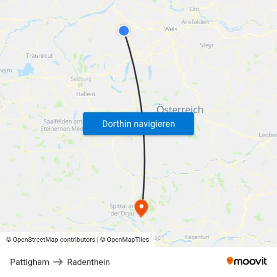 Pattigham to Radenthein map