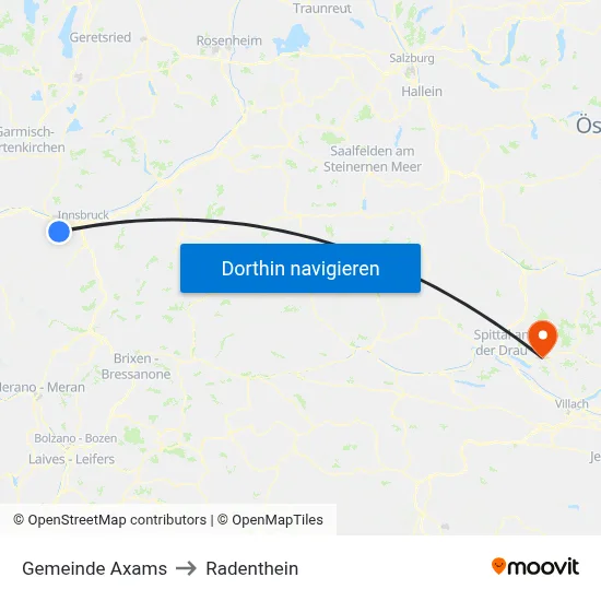Gemeinde Axams to Radenthein map