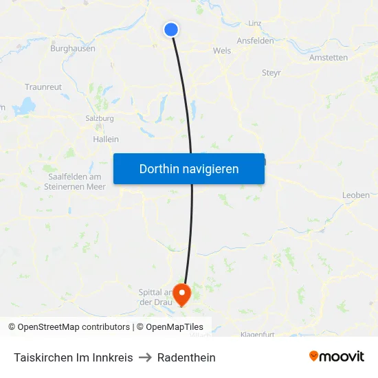 Taiskirchen Im Innkreis to Radenthein map