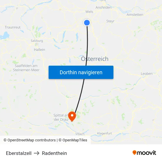 Eberstalzell to Radenthein map