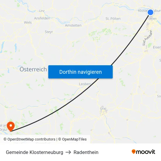 Gemeinde Klosterneuburg to Radenthein map