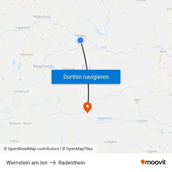 Wernstein am Inn to Radenthein map