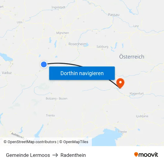 Gemeinde Lermoos to Radenthein map