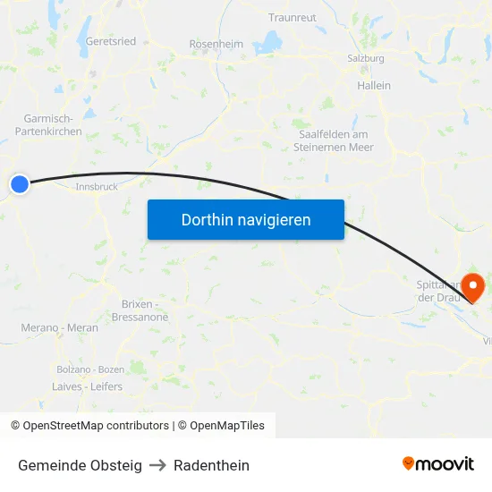 Gemeinde Obsteig to Radenthein map