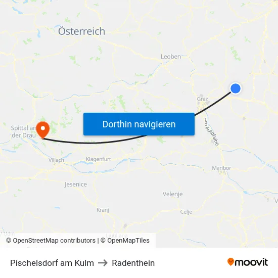 Pischelsdorf am Kulm to Radenthein map