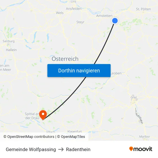 Gemeinde Wolfpassing to Radenthein map