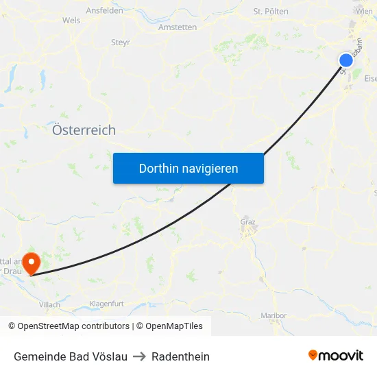 Gemeinde Bad Vöslau to Radenthein map