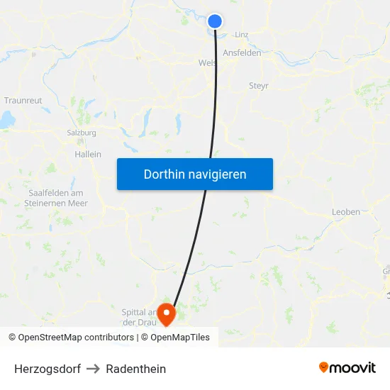 Herzogsdorf to Radenthein map
