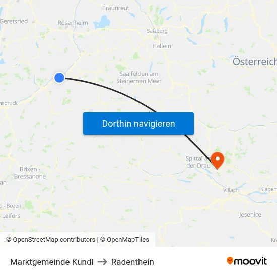Marktgemeinde Kundl to Radenthein map