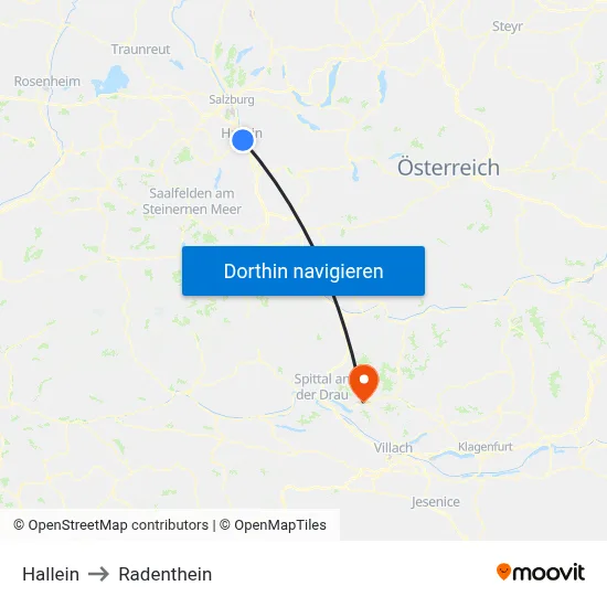 Hallein to Radenthein map