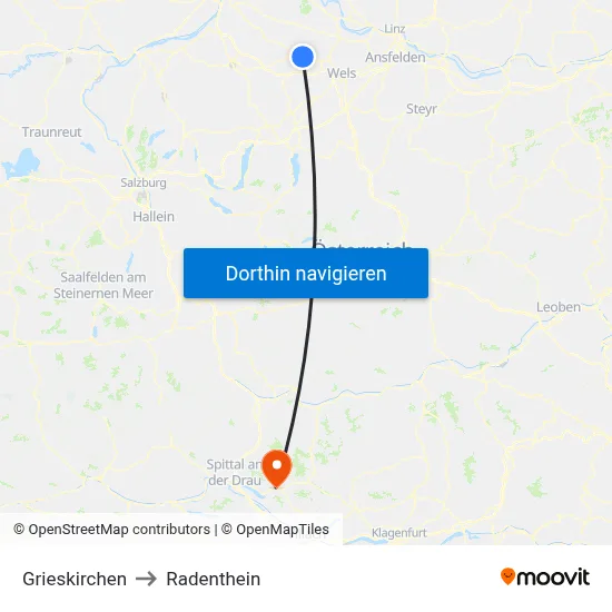 Grieskirchen to Radenthein map