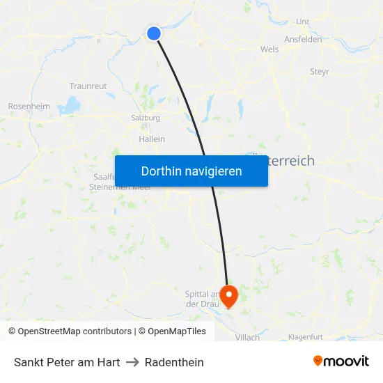 Sankt Peter am Hart to Radenthein map
