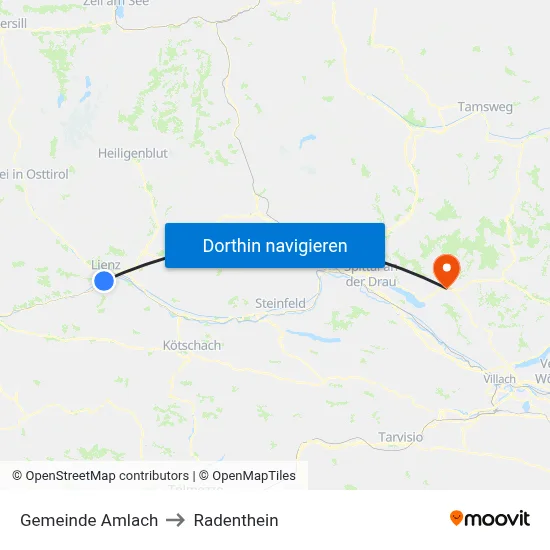 Gemeinde Amlach to Radenthein map
