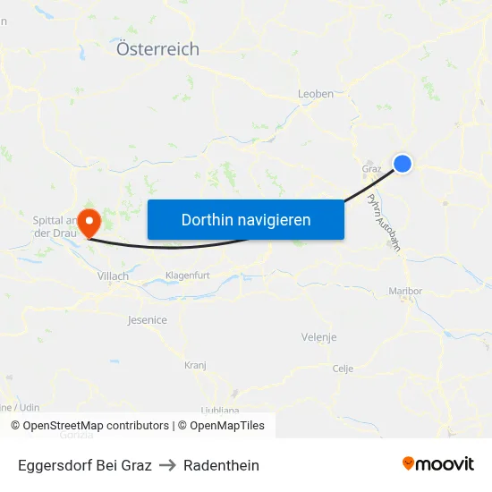 Eggersdorf Bei Graz to Radenthein map