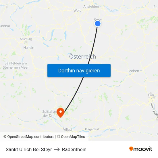 Sankt Ulrich Bei Steyr to Radenthein map