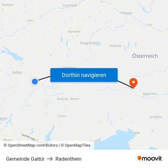 Gemeinde Galtür to Radenthein map