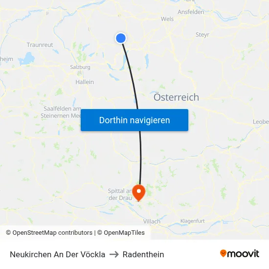 Neukirchen An Der Vöckla to Radenthein map