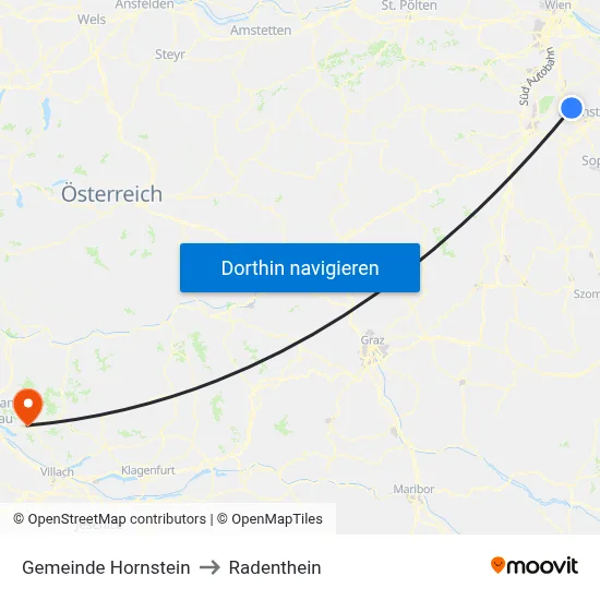 Gemeinde Hornstein to Radenthein map