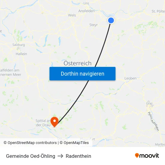 Gemeinde Oed-Öhling to Radenthein map