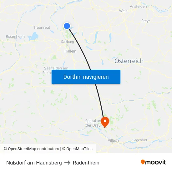 Nußdorf am Haunsberg to Radenthein map