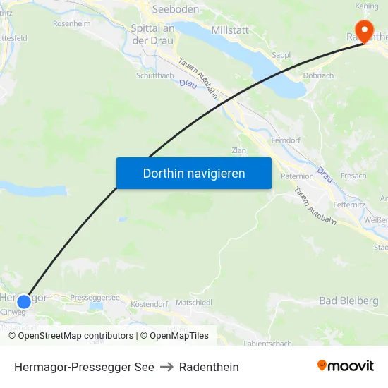 Hermagor-Pressegger See to Radenthein map
