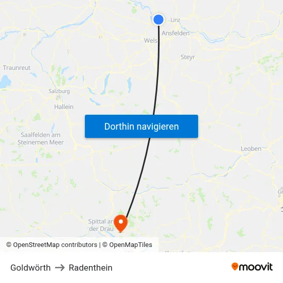 Goldwörth to Radenthein map
