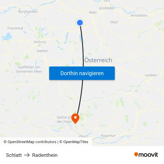 Schlatt to Radenthein map