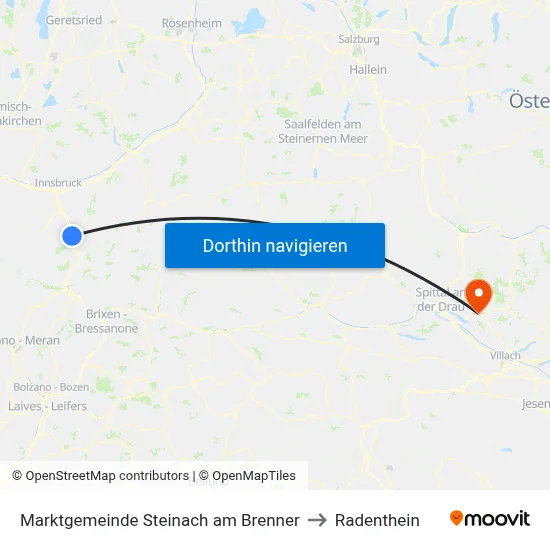 Marktgemeinde Steinach am Brenner to Radenthein map