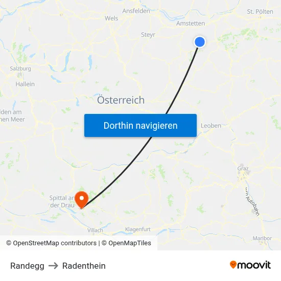 Randegg to Radenthein map
