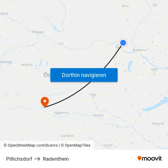 Pillichsdorf to Radenthein map