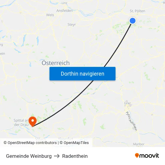 Gemeinde Weinburg to Radenthein map