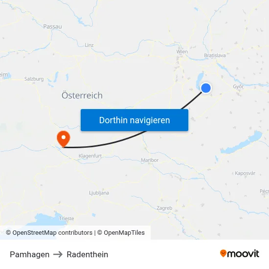 Pamhagen to Radenthein map