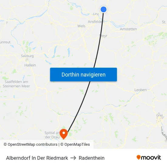 Alberndorf In Der Riedmark to Radenthein map