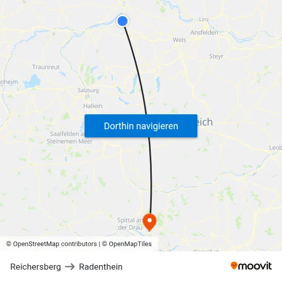 Reichersberg to Radenthein map
