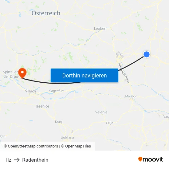 Ilz to Radenthein map