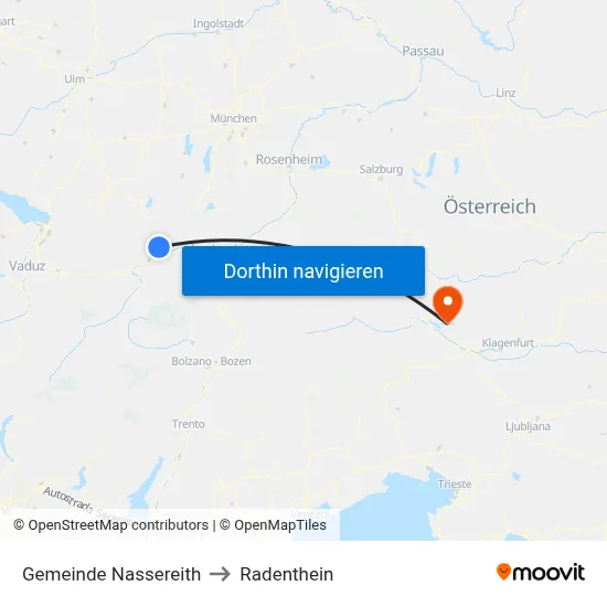 Gemeinde Nassereith to Radenthein map