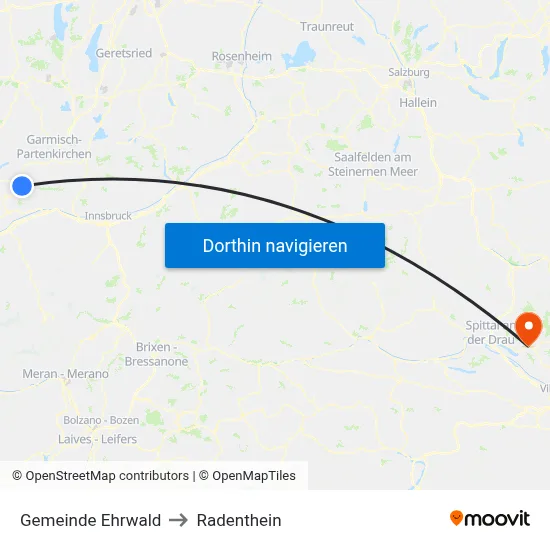 Gemeinde Ehrwald to Radenthein map
